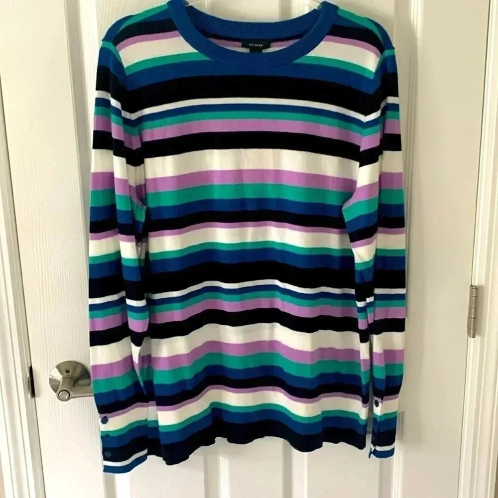 NWT Halogen Blue Freya Striped Crewneck sweater size 1X
